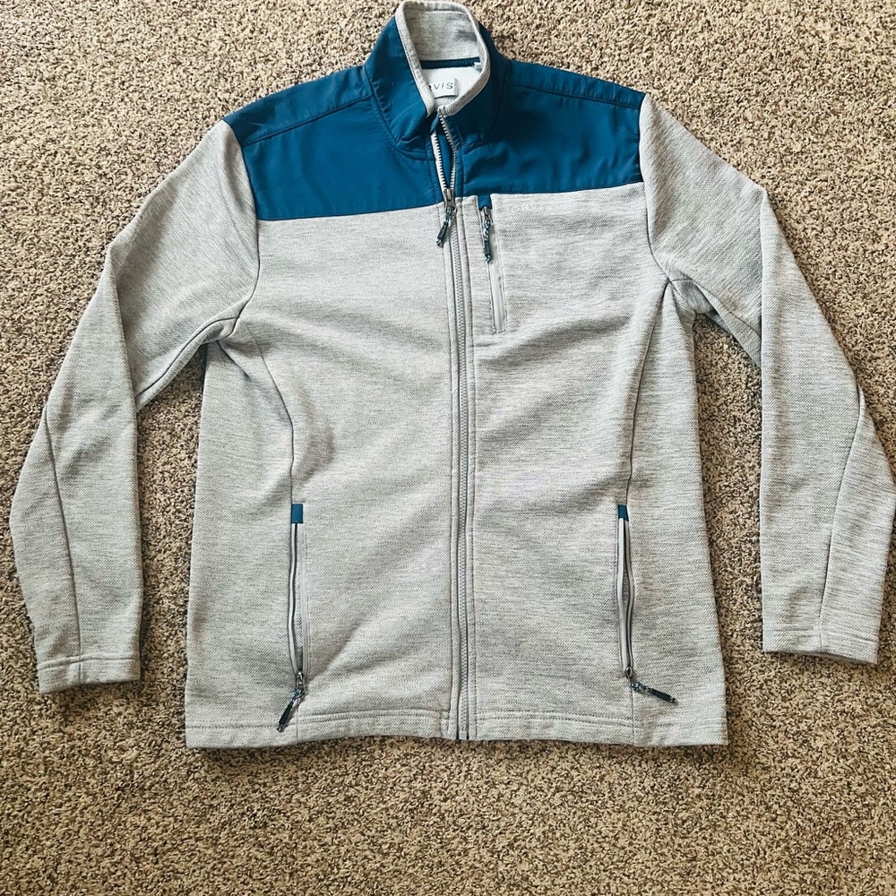 Orvis Blue and Gray Knit Jacket Size Medium